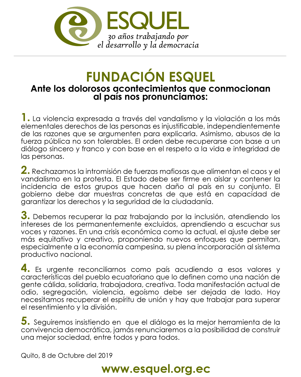 Comunicado democracia Esquel 2